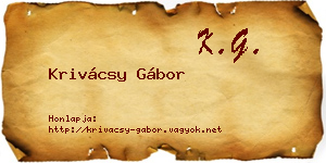 Krivácsy Gábor névjegykártya